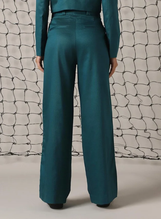Hubberholme Solid High Rise Trousers with Belt Loops