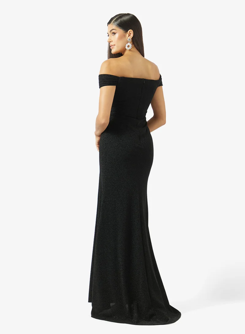 Akadia Fashion  COLD SHOULDER INFINITY BUST LAME DRESS for Women | Best Price UAE