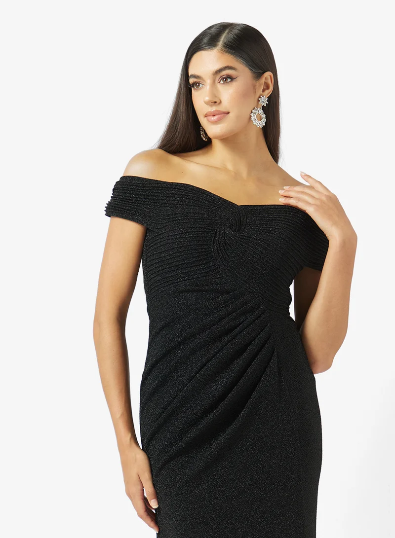 Akadia Fashion  COLD SHOULDER INFINITY BUST LAME DRESS for Women | Best Price UAE
