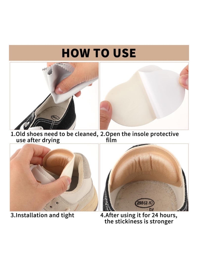 Zikra Suntown Shoe Inserts 10 Pair Heel Cups Pads Protectors Comfort Ball of Cushion Foot Pain Relief Loose Boot Non-Slip Silicone Filler Fit Bottom Cover Stickers Petals Insoles Soles Grips Replacement - Image 4