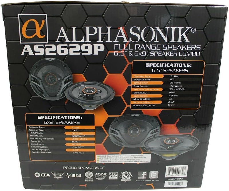 Alphasonik AS2629P 6.5" & 6x9" 3-Way Car Audio Coaxial Speakers - 350W & 500W Max Power - Image 4