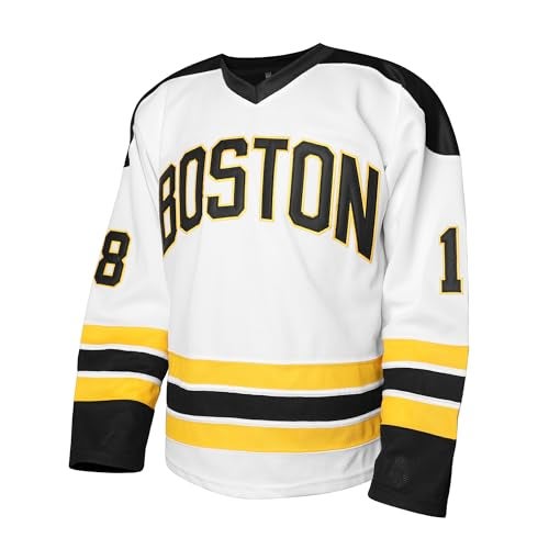 MESOSPERO Happy Gilmore #18 Sandler 1996 Movie Ice Hockey Jersey Stitched Men Movie Hockey Jersey Men Black S-3XL (18 White,X-Large) - Image 2