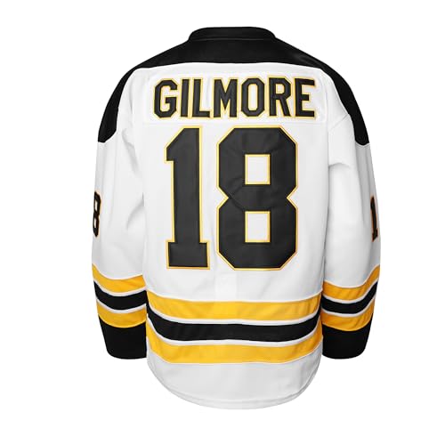 MESOSPERO Happy Gilmore #18 Sandler 1996 Movie Ice Hockey Jersey Stitched Men Movie Hockey Jersey Men Black S-3XL (18 White,X-Large) - Image 3