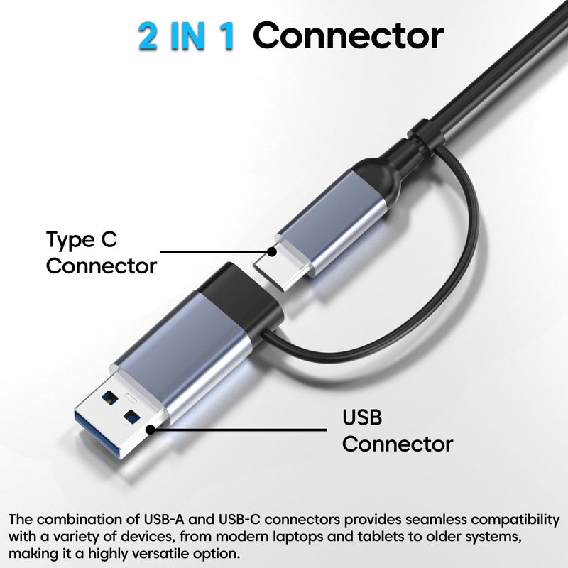 Sounce محور USB + Type C 4 منافذ USB 3.0 مع نقل بيانات بسرعة 5 جيجابت في الثانية، 1*منفذ USB 3.0، 3*منفذ USB 2.0، تصميم معدني أنيق لمحول Type C للكمبيوتر المحمول، ماك بوك، كروم بوك والهواتف الذكية (رمادي) - Image 5