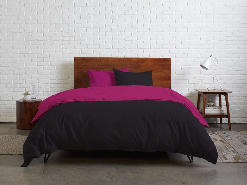 Tigers Trade Lines Quilt cover set from Mix Catalogue - Cotton - 3 pieces - for main rooms and youth rooms (Fuchsia - Black, for single bed size 120 cm (Youth))