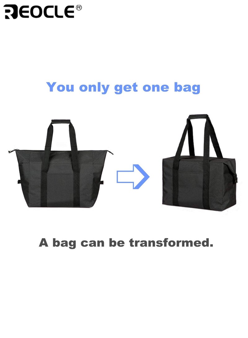 REOCLE Insulated Shopping Cooler Bags with Zippered Top Reusable Thermal Foam Tote for Groceries Frozen Hot Food Suitable for Travel Picnic Lunch Foods Durable Lightweight Easy to Clean for Families Shoppers for Daily Use for Outdoor Activities - Image 2