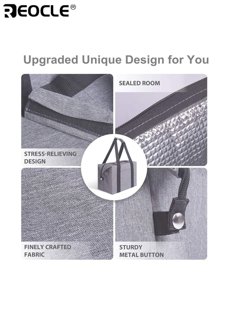 REOCLE Insulated Shopping Cooler Bags with Zippered Top Reusable Thermal Foam Tote for Groceries Frozen Hot Food Suitable for Travel Picnic Lunch Foods Durable Lightweight Easy to Clean for Families Shoppers for Daily Use for Outdoor Activities - Image 5
