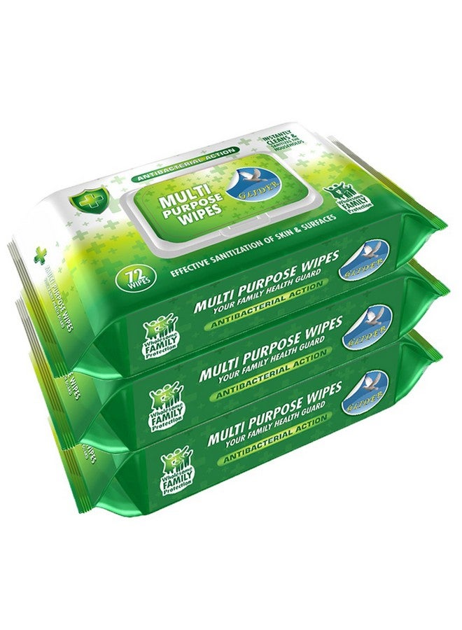 Glider Multipurpose Skin and Surface Wipes with Flip-Top | Gentle & Effective Cleaning for Hands & Surfaces | (Pack of 3 - 216 Wipes) - Image 1