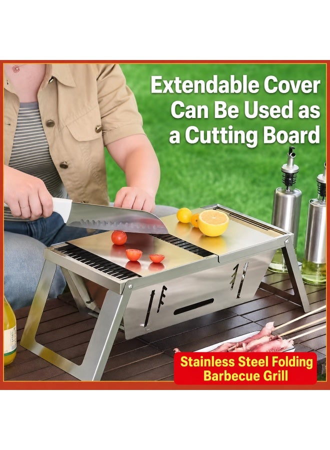 Portable BBQ Grill, Foldable Stainless Steel Camping Grill for Outdoor, Yard, and Family Gatherings - Image 4
