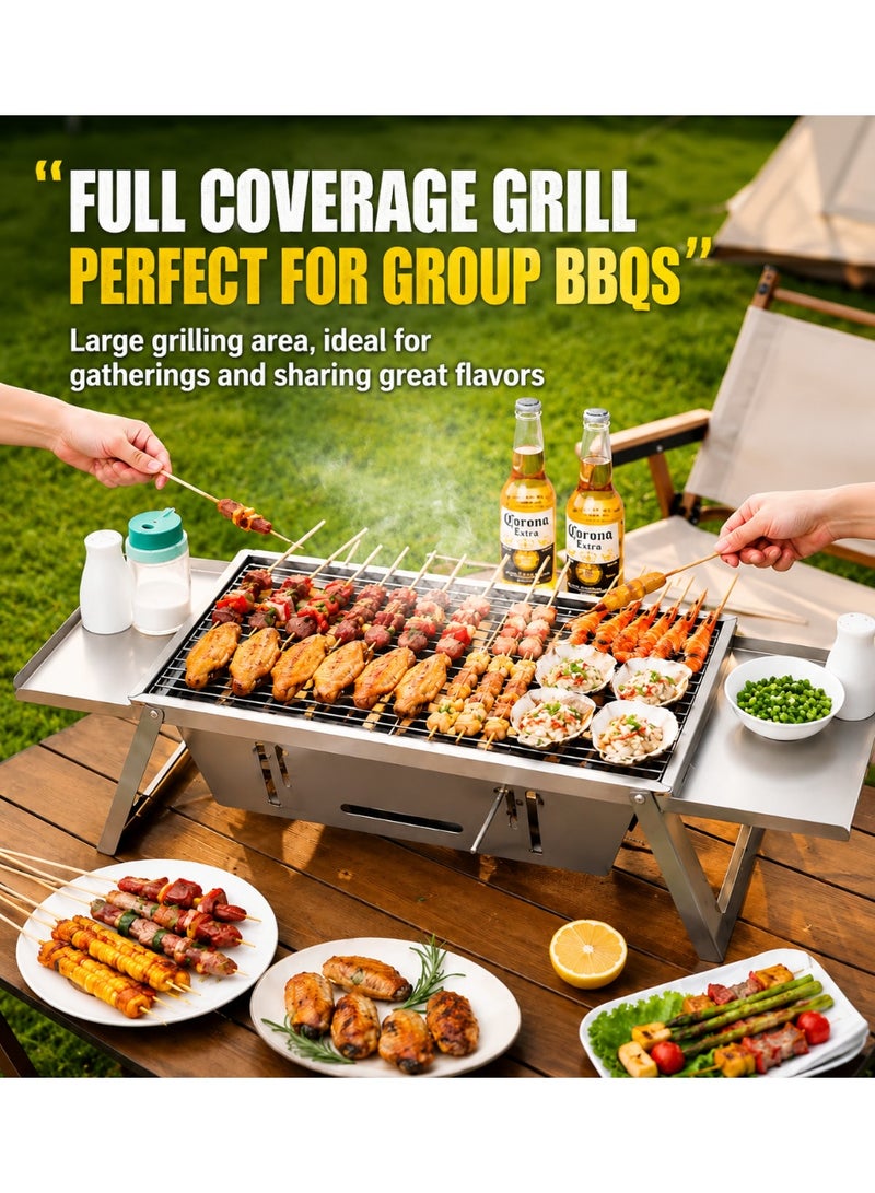 Portable BBQ Grill, Foldable Stainless Steel Camping Grill for Outdoor, Yard, and Family Gatherings - Image 2