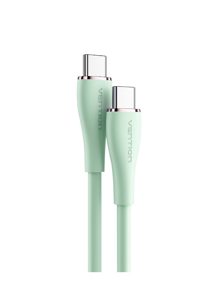 Vention USB-C to USB-C 5A Silicone Cable 1M Green, 100W 480Mbps Soft Tangle-Free USB 2.0 Type-C Cable with E-Marker Chip – Compatible with MacBook, iPad Pro, Samsung S8/9/10/20/21/22 - Image 2