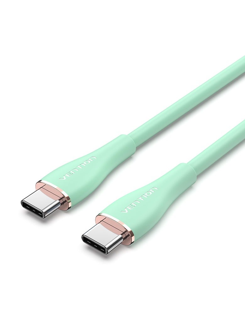 Vention USB-C to USB-C 5A Silicone Cable 1M Green, 100W 480Mbps Soft Tangle-Free USB 2.0 Type-C Cable with E-Marker Chip – Compatible with MacBook, iPad Pro, Samsung S8/9/10/20/21/22 - Image 1