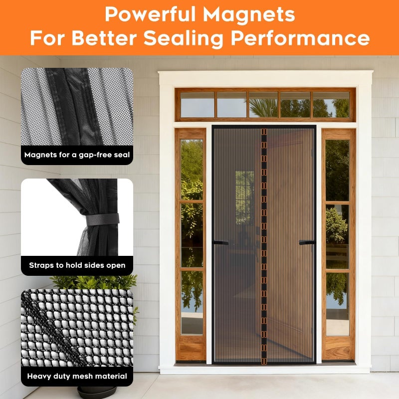 SpaceWhisper Magnetic Screen Door, Screen Door Mesh, Heavy-Duty Mesh Curtain, Door Net Keep Bugs Out, Hands Free Partition, Screen Size 38â€ Ã— 83â€, Fits 36â€ Ã— 82â€ Doors, Pet & Kid Friendly, Black - Image 4