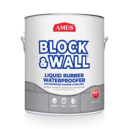 Ames Block & Wall™ Liquid Rubber Waterproofer Multi-Purpose Coating & Sealant - 1 Gallon - Perfect to Use As Concrete Sealer and Waterproofer for Basements and Foundations - Made in The USA, White - Image 1
