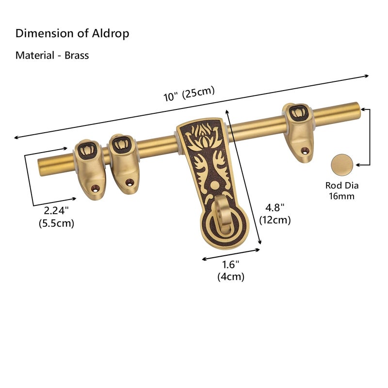 Compass سلسلة لوتس مزلاج نحاسي ثقيل للباب المفرد للمنزل/المكتب (قهوة عتيقة، 10 بوصة) - Image 5