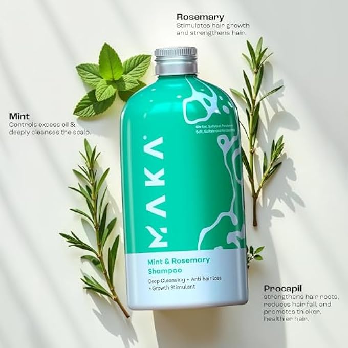MAKA SULFATE AND SALT FREE HAIR GROWTH ORGANIC SHAMPOO, INFUSED WITH MINT AND ROSEMARY, 16 FL OZ - Image 2