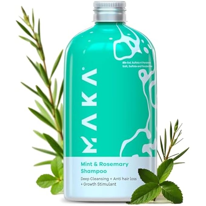 MAKA SULFATE AND SALT FREE HAIR GROWTH ORGANIC SHAMPOO, INFUSED WITH MINT AND ROSEMARY, 16 FL OZ - Image 1