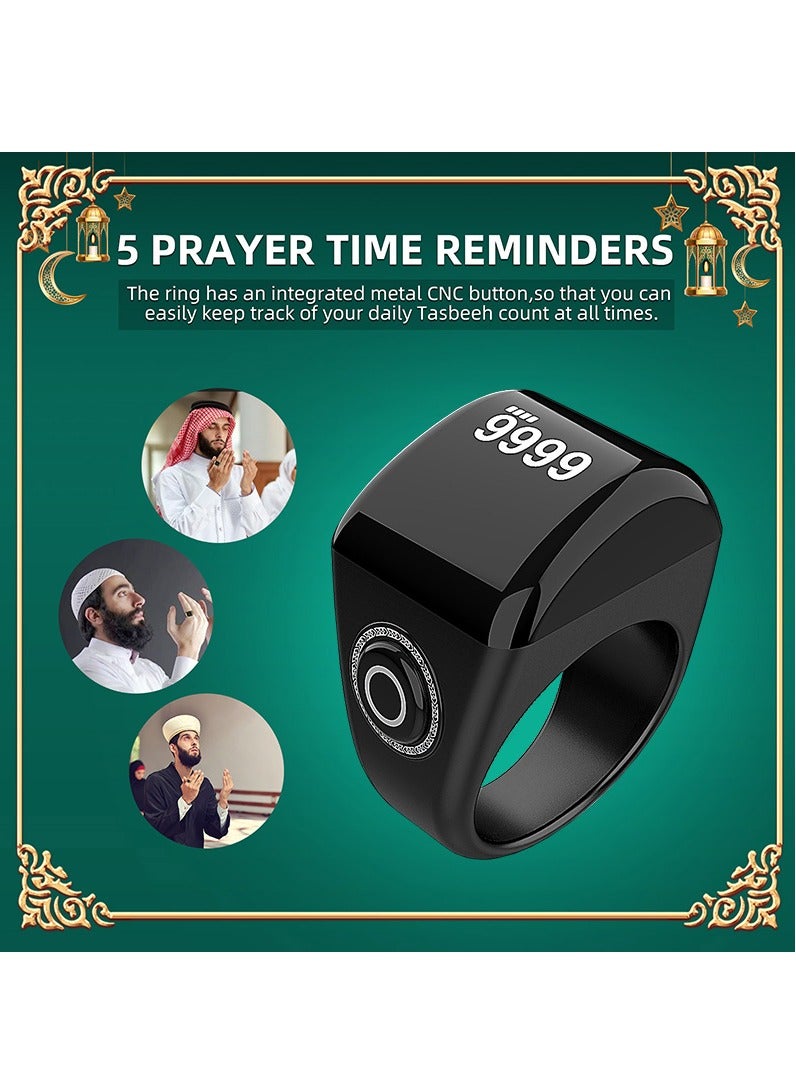 DUNISO Smart Tasbih Zikr Ring 22mm, Muslim Digital Prayer Ring, OLED Display, Tasbih Counter, Wearable Technology, Waterproof, USB Rechargeable  - Image 1