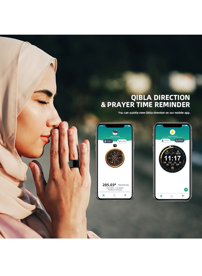 DUNISO Smart Tasbih Zikr Ring 22mm, Muslim Digital Prayer Ring, OLED Display, Tasbih Counter, Wearable Technology, Waterproof, USB Rechargeable  - Image 2