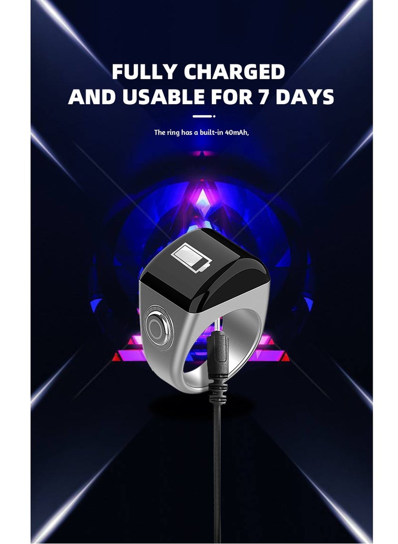 Smart Tasbih Zikr Ring 22mm, Muslim Digital Prayer Ring, OLED Display, Tasbih Counter, Wearable Technology, Waterproof, USB Rechargeable