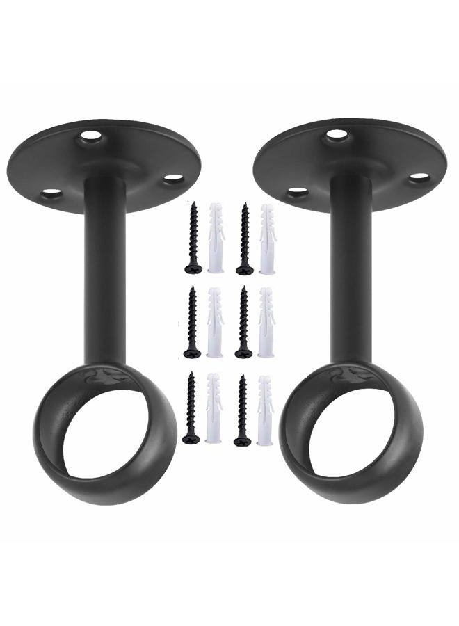 Anndason Curtain Rod Ceiling-Mount Bracket Curtain Rod Brackets Curtain Rod Holders (8 PCS, Black) - Image 2