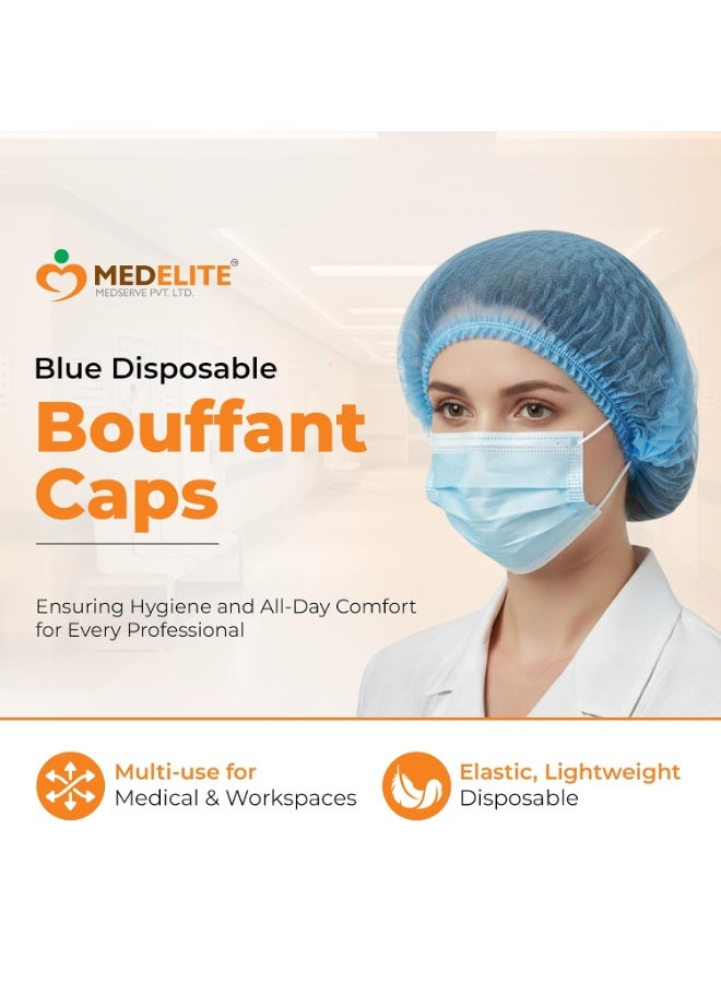 MEDELITE MEDSERVE تُعد قبعات الرأس (Bouffant Caps) غير المنسوجة والمخصصة للاستخدام مرة واحدة من MEDELITE MEDSERVE مثالية لمجموعة متنوعة من البيئات، بما في ذلك غرف العمليات والمطاعم والاستخدام المنزلي (100 قطعة). - Image 3