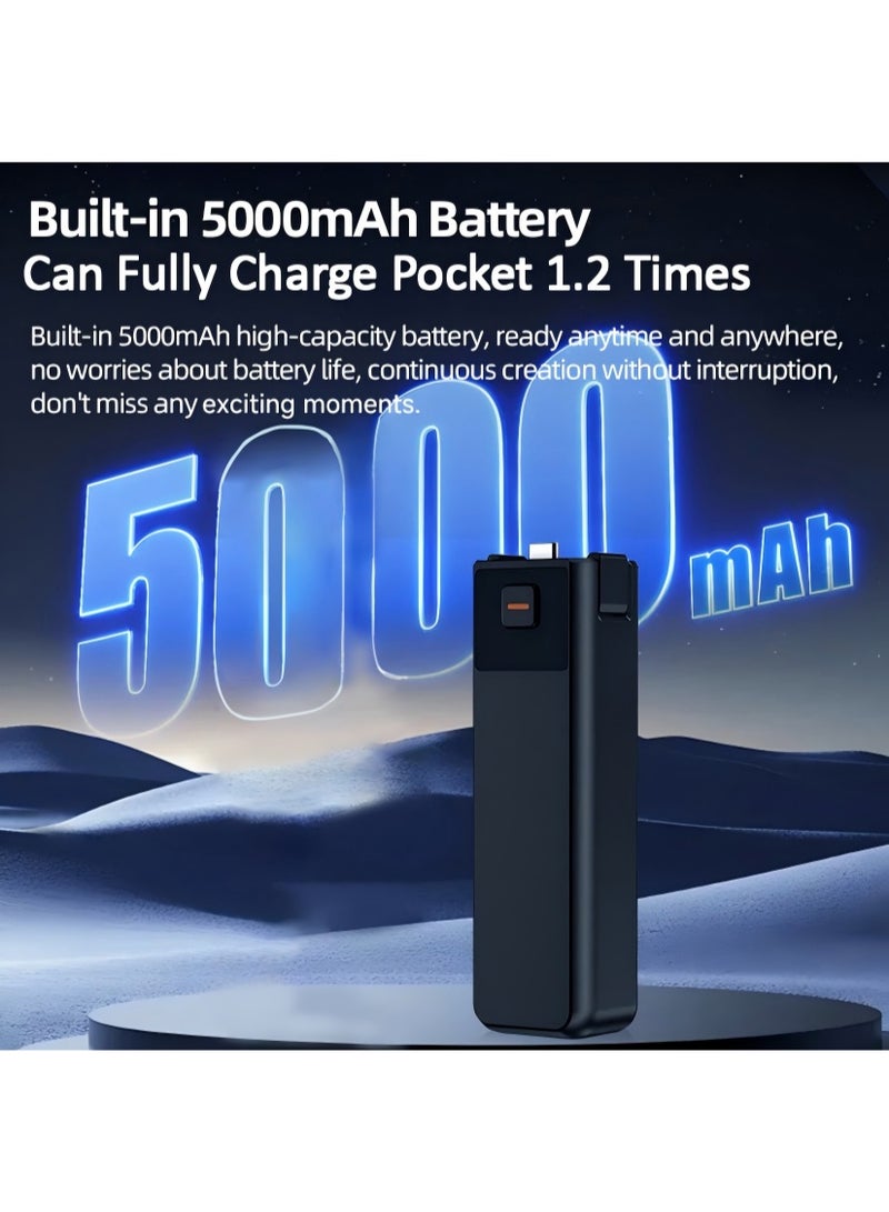 LKTOP Pocket 4 Pocket 3 Battery Handle with a tripod , 22.5W Fast Charging, Built-in 5000mAh Battery, Reserved 1/4” Thread - Image 4