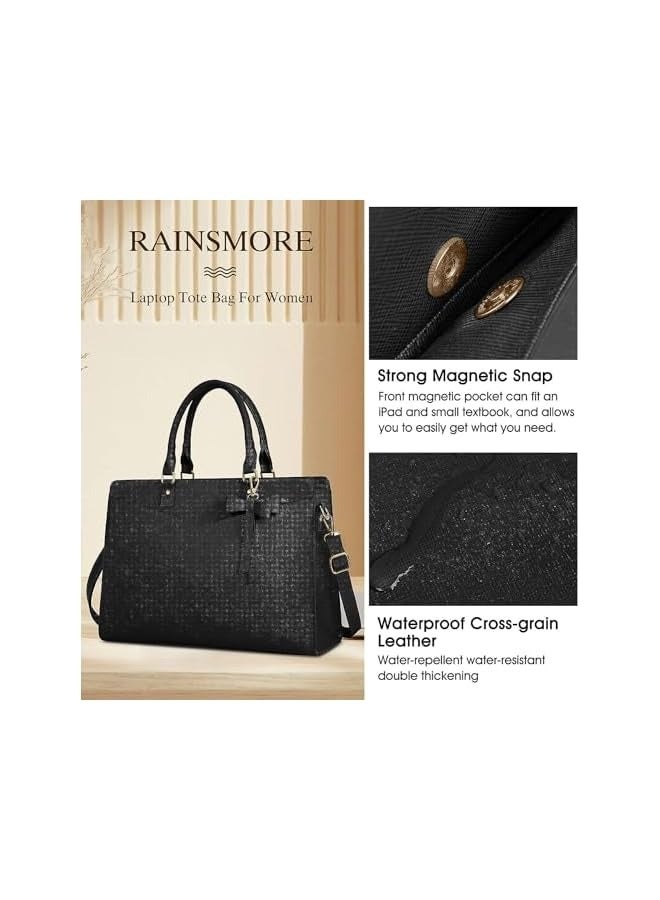 PROMASS Laptop Bag for Women 15.6 Inch Leather Tote Bag Business Office Work Bag Waterproof Briefcase Computer Tote Large Lightweight Handbag Shoulder  - Image 3