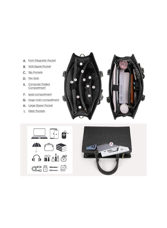 PROMASS Laptop Bag for Women 15.6 Inch Leather Tote Bag Business Office Work Bag Waterproof Briefcase Computer Tote Large Lightweight Handbag Shoulder  - Image 5