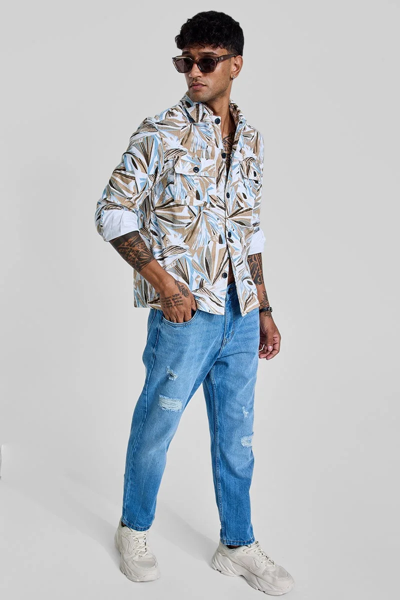 SNITCH Light Brown Abstract Corduroy Overshirt