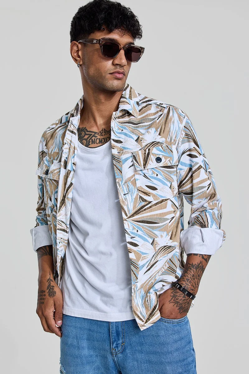 SNITCH Light Brown Abstract Corduroy Overshirt