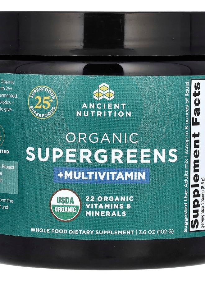 Ancient Nutrition - Organic Supergreens + Multivitamin 3.6 oz (102 g) - Image 1