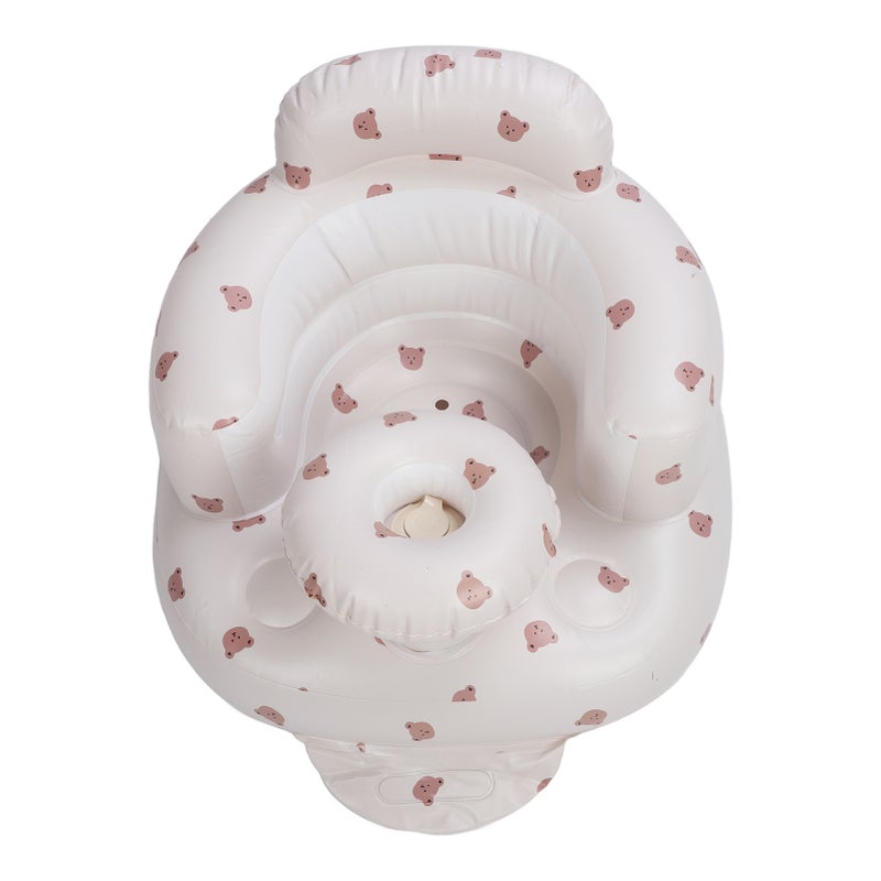 Baby Inflatable Seat Infant Back Support Sofa Sitting Up Toddler Chair Shower Floor Seater M Bear Pattern with Tray - Image 5