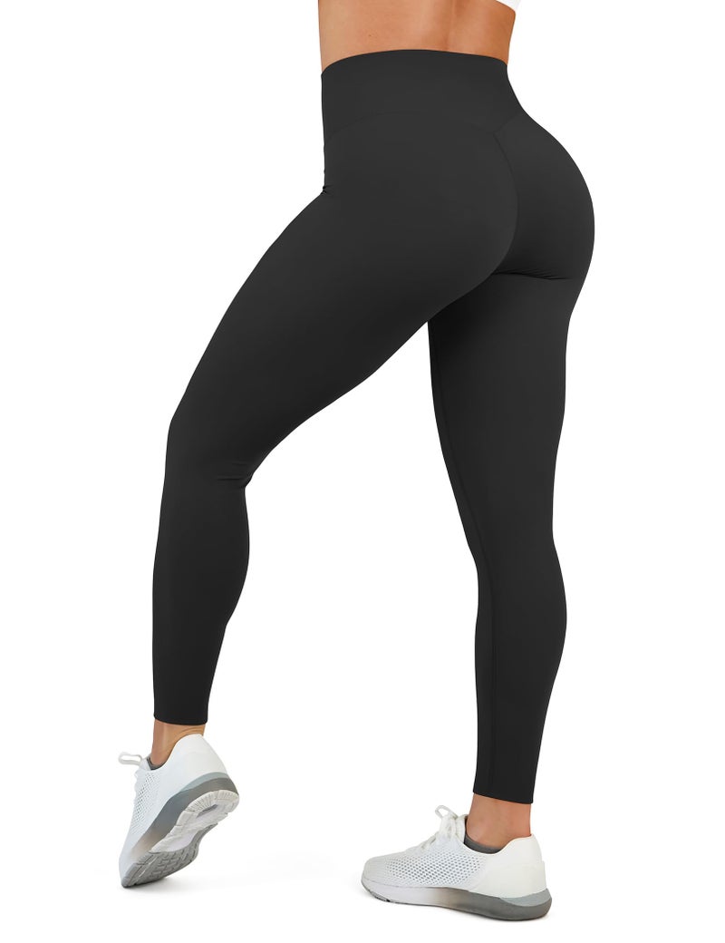 HEGALY High Waisted Leggings for Women - No Front Seam Tummy Control Yoga Pants for Workout Running No See Through Black - Image 2