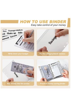 Womdee Budget Binder, Cash Envelopes for Budgeting, Money Organizer for Cash, 12Pcs Budget Binder with Cash Envelopes, Marble 6-Ring Money Saving Binder (Marble-Grey)  - Image 4