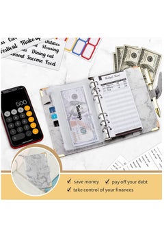 Womdee Budget Binder, Cash Envelopes for Budgeting, Money Organizer for Cash, 12Pcs Budget Binder with Cash Envelopes, Marble 6-Ring Money Saving Binder (Marble-Grey)  - Image 5