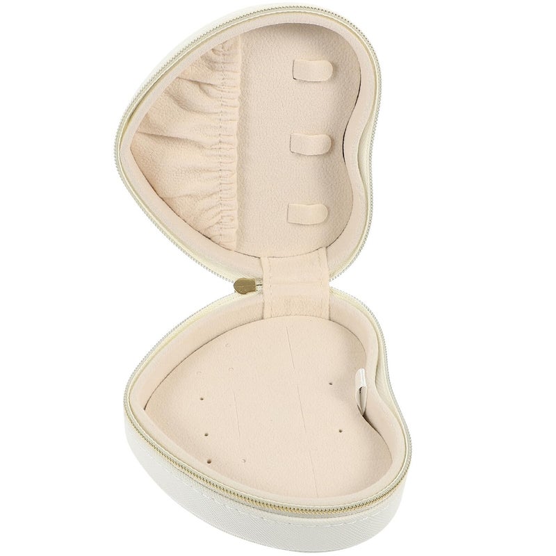 Heart Shaped Jewelry Box Portable Travel Organizer Compact Ring Earring Storage Case Pink - Image 2
