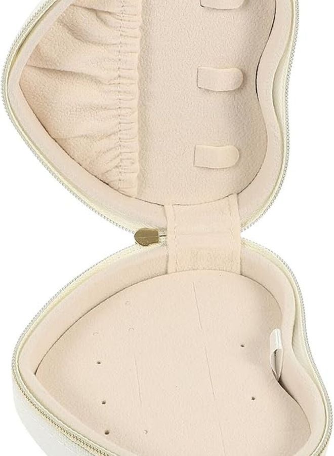 Heart Shaped Jewelry Box Portable Travel Organizer Compact Ring Earring Storage Case Pink - Image 1