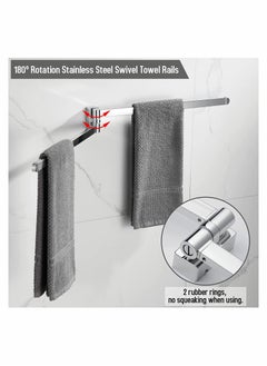 Excefore Swivel Towel Rack, Bathroom Wall Mounted Swivel Towel Bars Holder with 2 Swivel Bars, 180° Rotation Towel Organizer for Bathroom Kitchen, Stainless Steel Towel Bar(Chrome)  - Image 3
