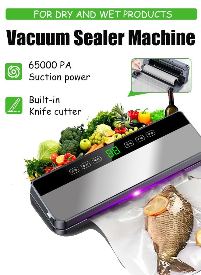 Vacuum Sealer Machine, Intelligent Pressure Control,  Multi-Mode Sealing System with Dry & Moist Modes, Automatic Heat Sealing Stainless Steel Fast-Compact Food Vacuum Sealers Machine, Automatic Food Vacuum Sealers for Dry & Moist Food Fresh Preservation  - Image 1