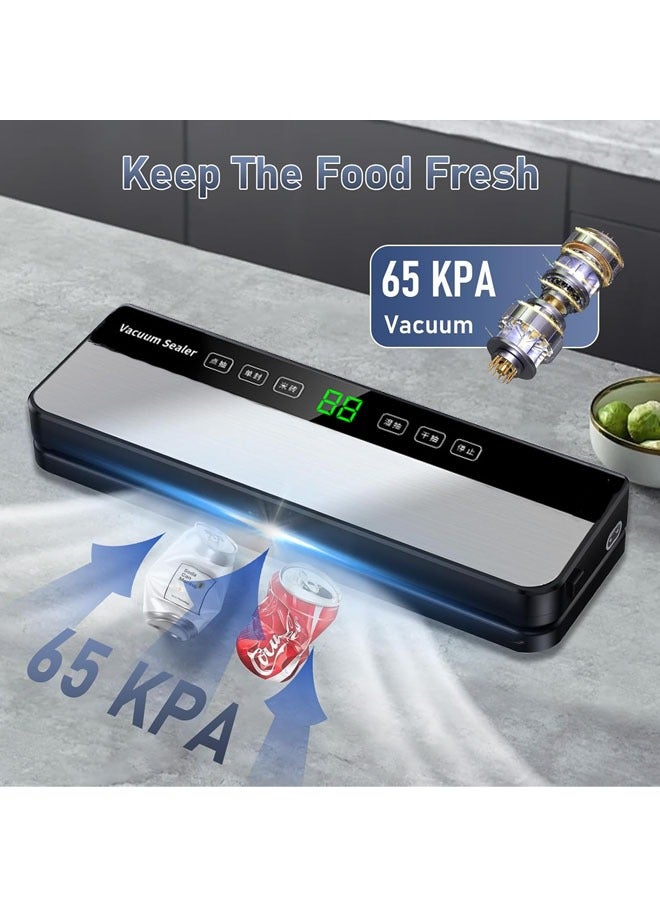 Vacuum Sealer Machine, Intelligent Pressure Control,  Multi-Mode Sealing System with Dry & Moist Modes, Automatic Heat Sealing Stainless Steel Fast-Compact Food Vacuum Sealers Machine, Automatic Food Vacuum Sealers for Dry & Moist Food Fresh Preservation  - Image 4