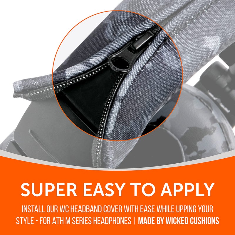 WC BandZ V2 Protective Headband Cover for Audio Technica ATH M Series Headphones - Machine Washable, No More Flaking Leather - Compatible with M50X / M50XBT / M50 / M40X & More | (Black Camo) - Image 4