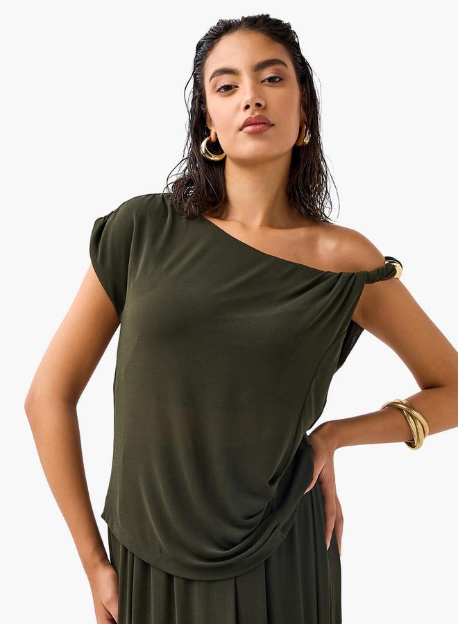 Iconic Draped One Shoulder Top - Image 1