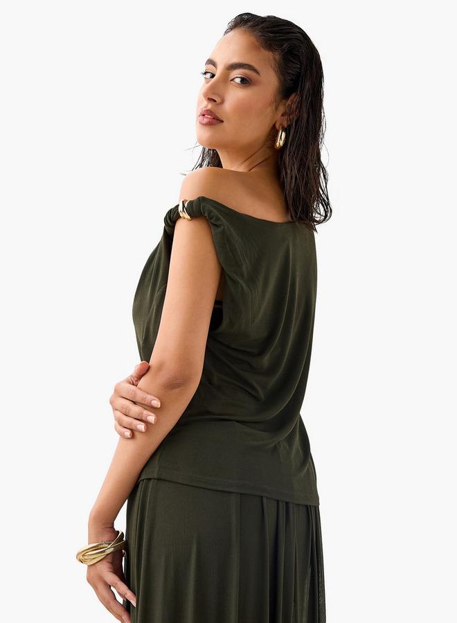 Iconic Draped One Shoulder Top - Image 3