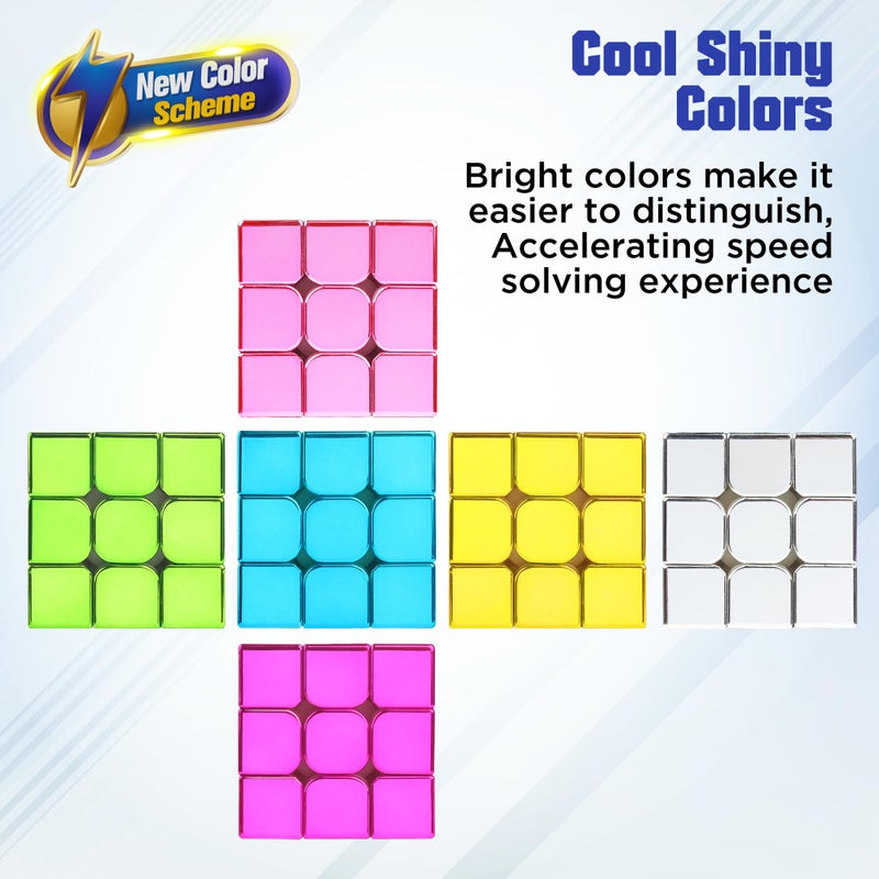 D-FantiX Mirror Reflective Magnetic Speed Cube 3x3x3, Cyclone Boys Original Stickerless Magic Cube, Unique Shiny Metallic Color Speedcube with Display Stand, Birthday Gift Ideas for Boys Girls Adults - Image 5