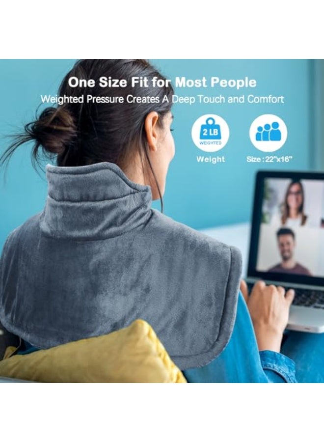 وسادة تسخين للرقبة والكتف هدايا عيد الميلاد و عيد الميلاد للنساء والرجال والأمهات والآباء وسادة مدفأة ومُثقلة لتخفيف الألم 6 إعدادات حرارة مؤقت عد تنازلي لمدة ساعتين - Image 2