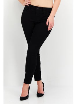 Women Petite Solid Stretchable Skinny Jeans, Black