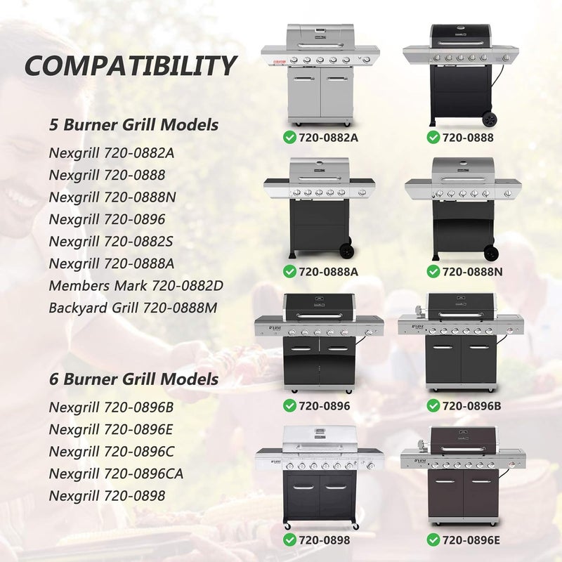Adviace Flame Tamers Compatible with Nexgrill 720-0882A 720-0896 Grills, Heat Plate Shields Replacement for Nexgrill 720-0830H 720-0783E, Grillmaster Grill Master 720-0697, BHG 720-0783H (5-Pack) - Image 2