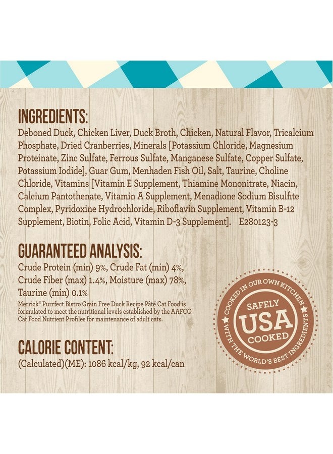 ميريك طعام القطط البالغة المعلب الناعم الفاخر الخالي من الحبوب من Merrick Purrfect Bistro، وصفة البط عالية البروتين - (عبوة من 24 علبة) 3 أونصة - Image 4