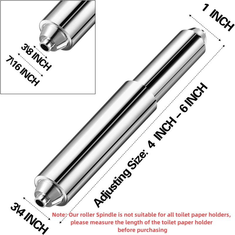 Shappy 2 Pieces Toilet Paper Holder Roller Spindle Replacement Rod Plastic Spring Loaded (Silver) - Image 2